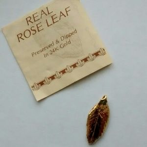 24k Dipped Real Rose Leaf Pendant